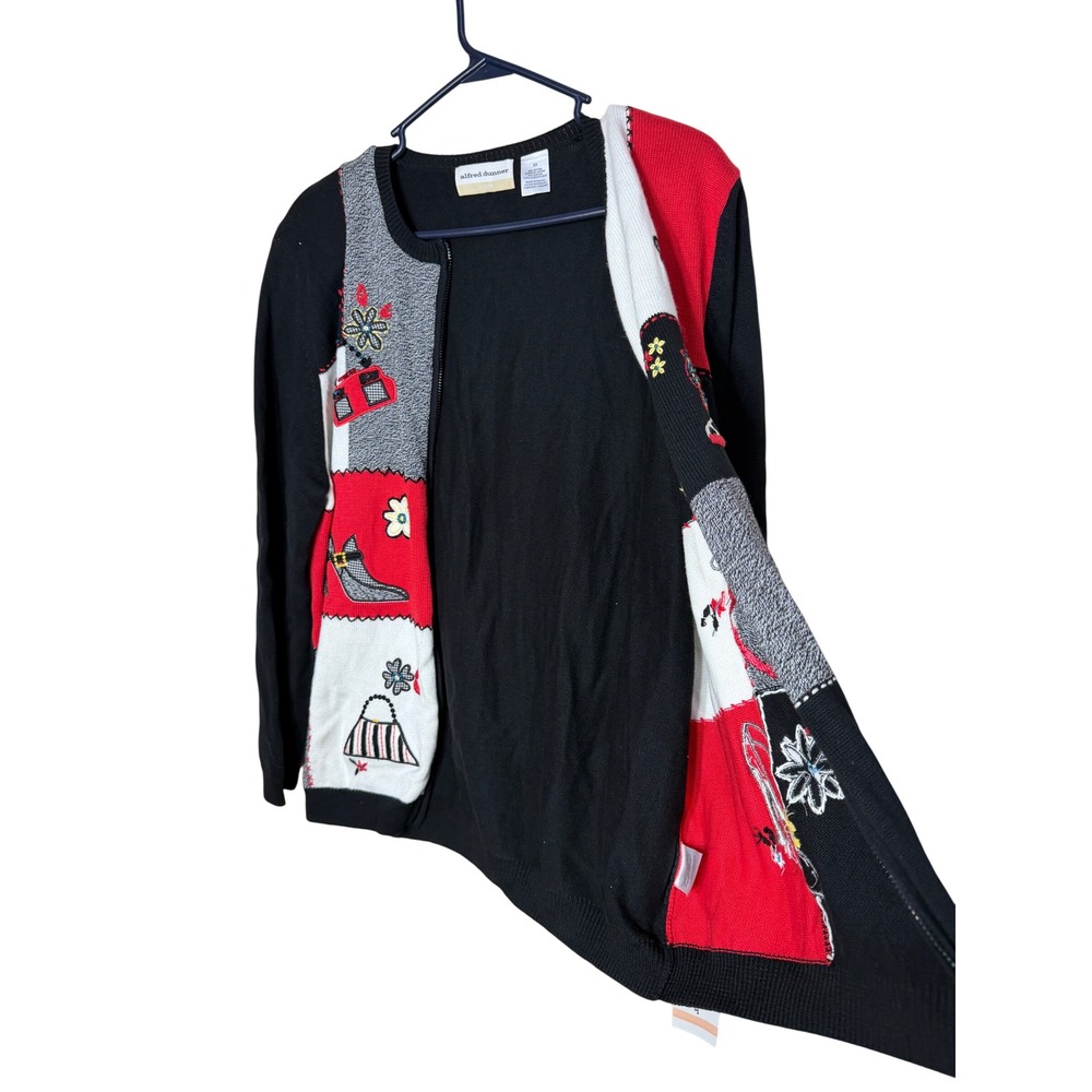 Alfred Dunner Womens 2X Patchwork Zip Front Cardigan Sweater Heels Handbags NWT - Picture 6 of 9